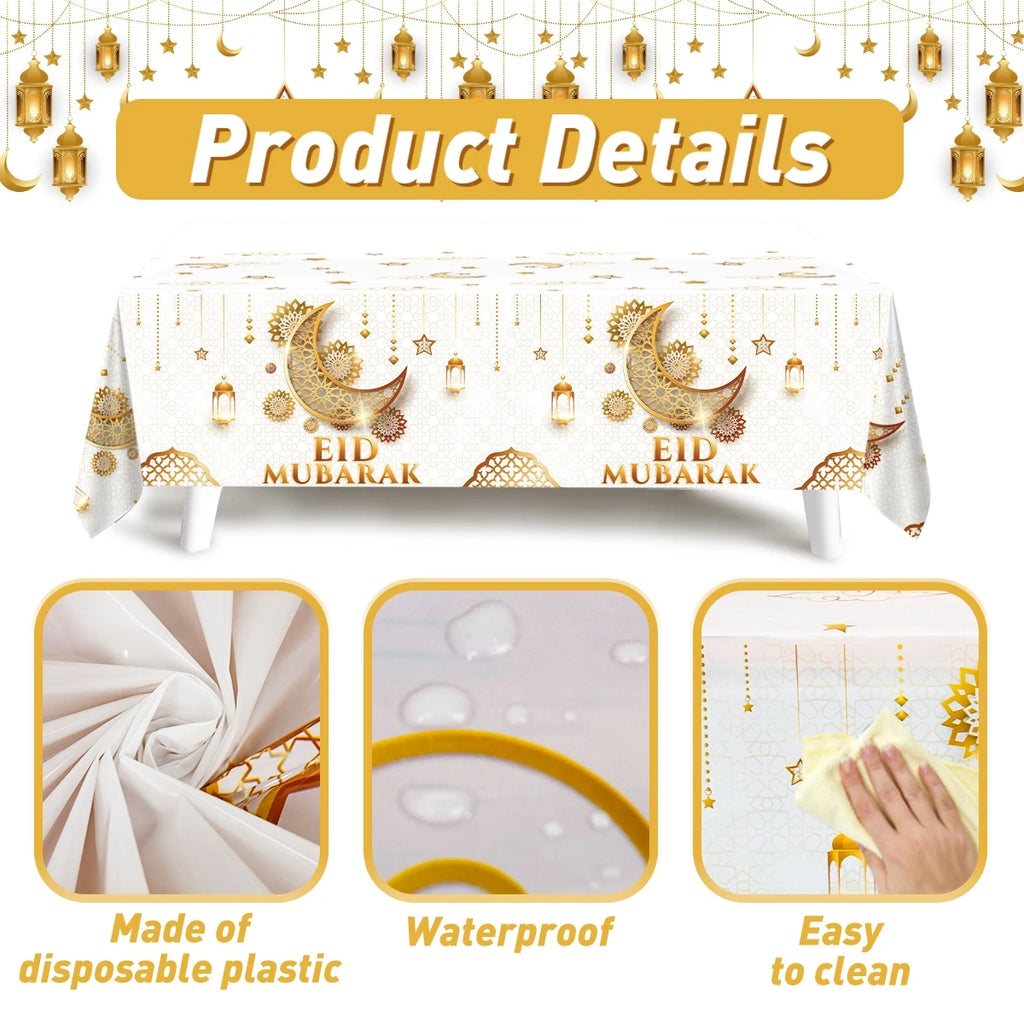 Eid Mubarak Tablecloths Ramadan Decoration 2025 for Home Islamic Muslim Party Decor Ramadan Kareem Tableware Eid Al Adha Gifts