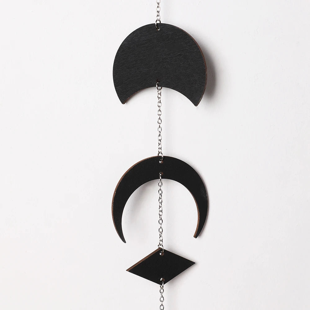 Wooden Moon Phase Wall Hanging Ramadan Decoration Boho Home Wall Decor Moon Garland  Bedroom Living Room Nursery Gift