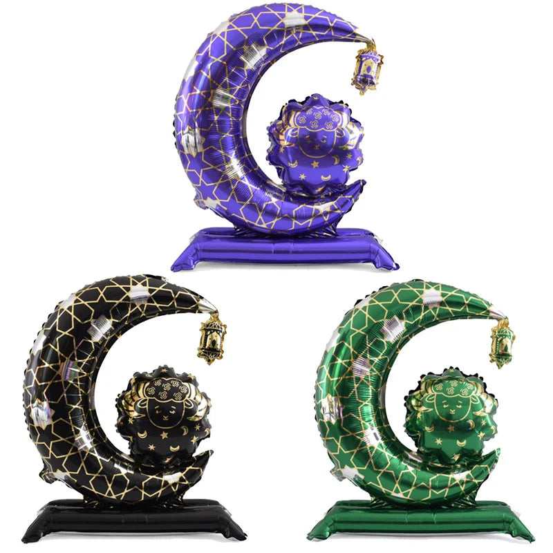 1/2-Piece Standing Eid Moon Sheep Balloon Set Eid Decorations for Moon Festival Gatherings & Parties Ramadan Photo Props