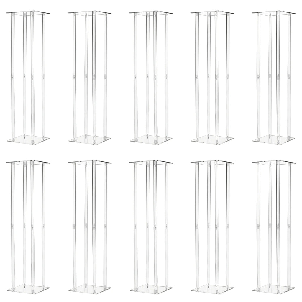 10x Rectangle Acrylic Vases Wedding Centerpiece Flower Stand Pedestal Clear Column For Birthday Party Home Decor 31.5 Inch