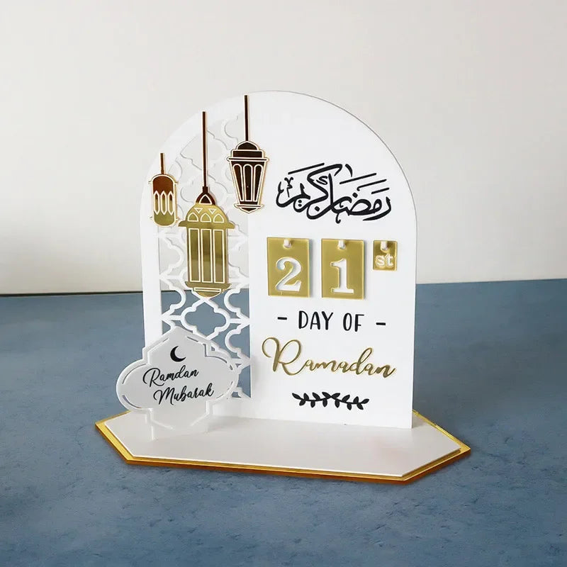 Acrylic Ramadan Countdown Calendar Gifts Day of Ramadan Calendar with Replacing Number 2026 Eid Mubarak Home Decoration