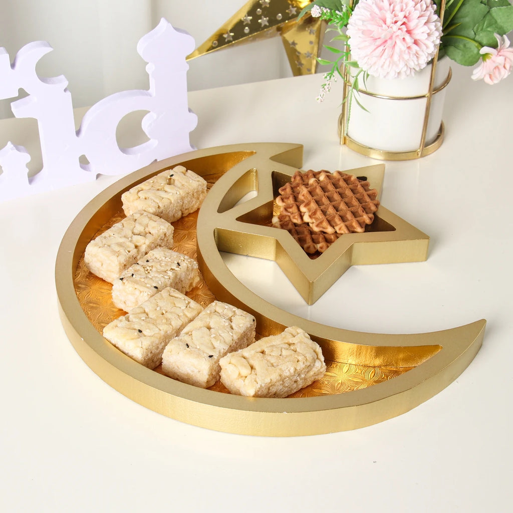 Eid Mubarak Candy Snack Jar Ramadan Kareem Decorations For Home 2025 Islamic Muslim Eid Al-Fitr Party Supplies Star Moon Tray