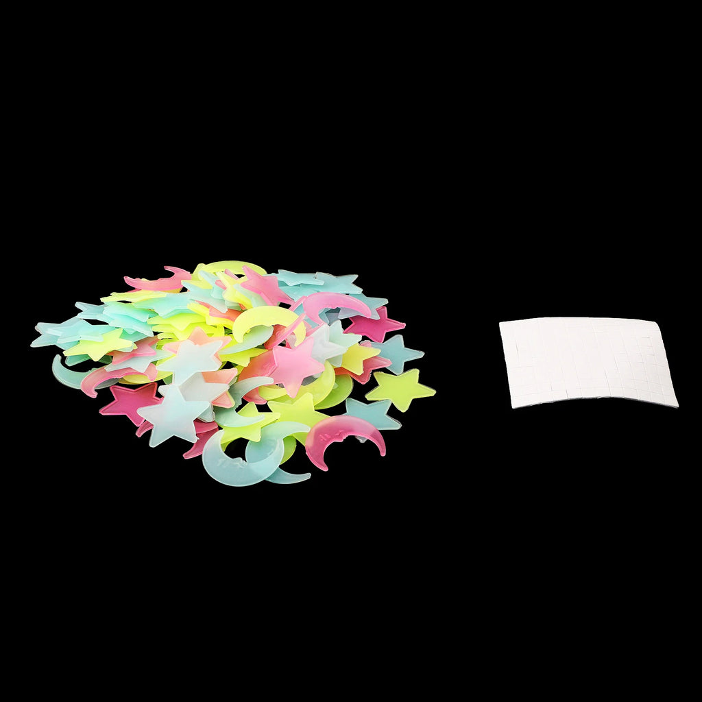 100pcs Stickers Moons Night Art Plastic Removable Bedroom Ceiling Space DIY Star Decal Stars Decor Fluorescent