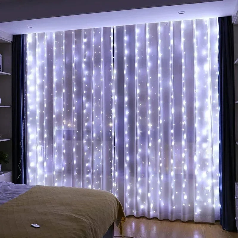 Curtain Lights LED 8 Modes Fairy Light Wedding Valentine's Day USB Plug Curtain Garland Ramadan EID Mubarak Decoration for Home