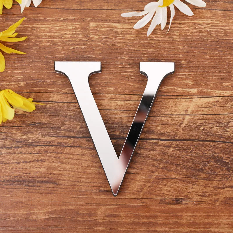 Acrylic Mirror 3D Alphabet  House Number Wall Sticker English Alphabet Sticker Decoration Wedding love letters Decorative