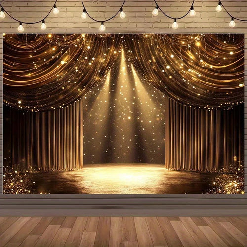 1 piece of brilliant golden curtain stage background cloth - Celebration party! Party banners, available in multiple sizes