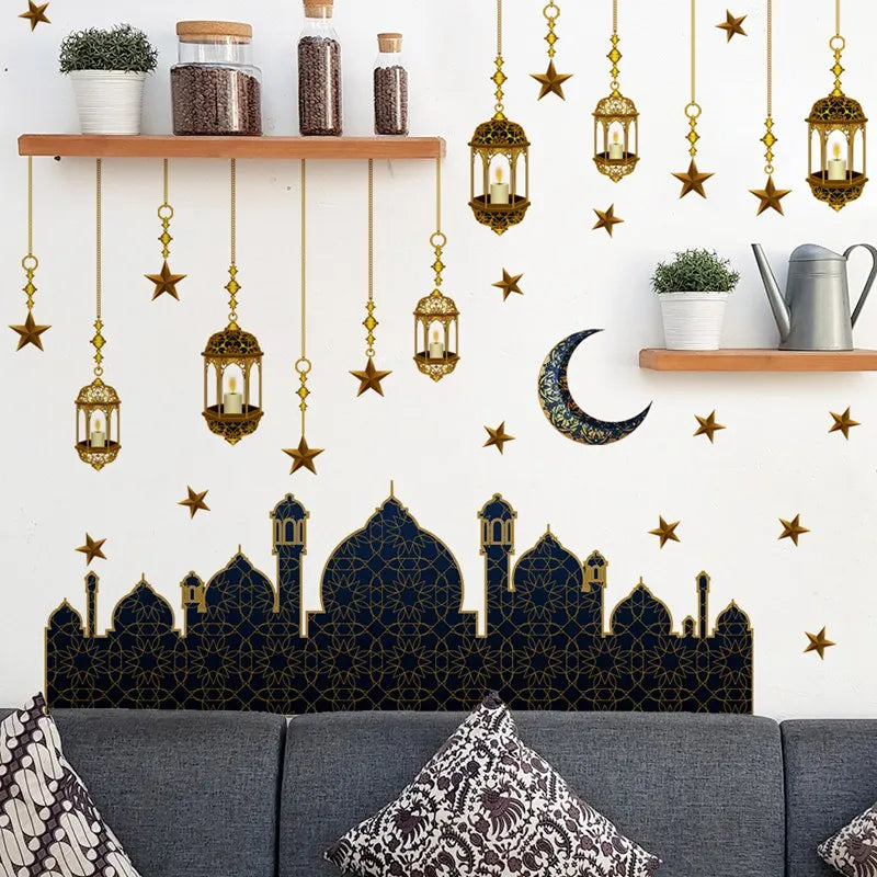 Eid Mubarak Wall Stickers Kareem Ramadan Decoration 2025 For Home Islamic Muslim Party Decor Mubarak Ramadan Window Sticker Gift