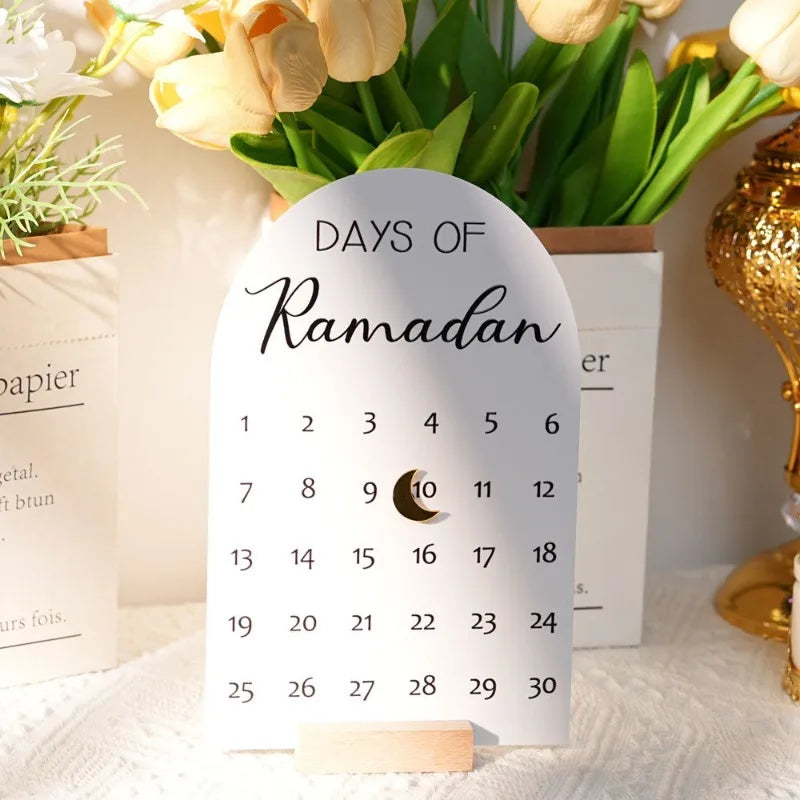 New Acrylic Ramadan Countdown Calendar Reminder Desktop Home Decoration Eid Mubarak Ramadan Kareem Islamic Muslim Party Supplies