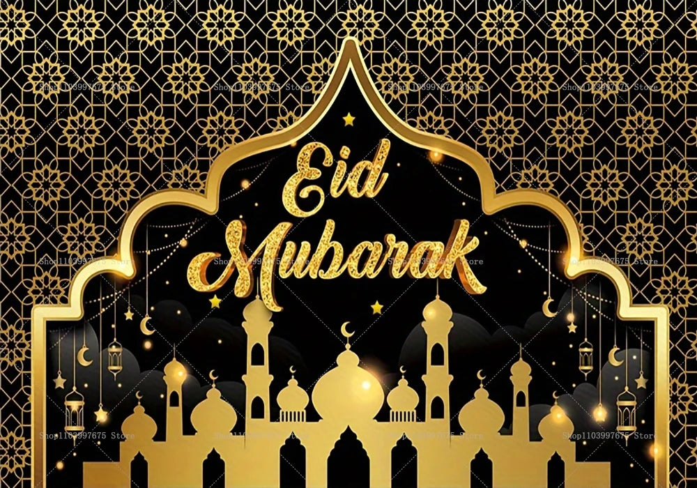 Eid Mubarak Backdrop Decorations Ramadan Background Banner for Home Islamic Muslim Eid Al-fitr Party Decor Supplies Photo Studio