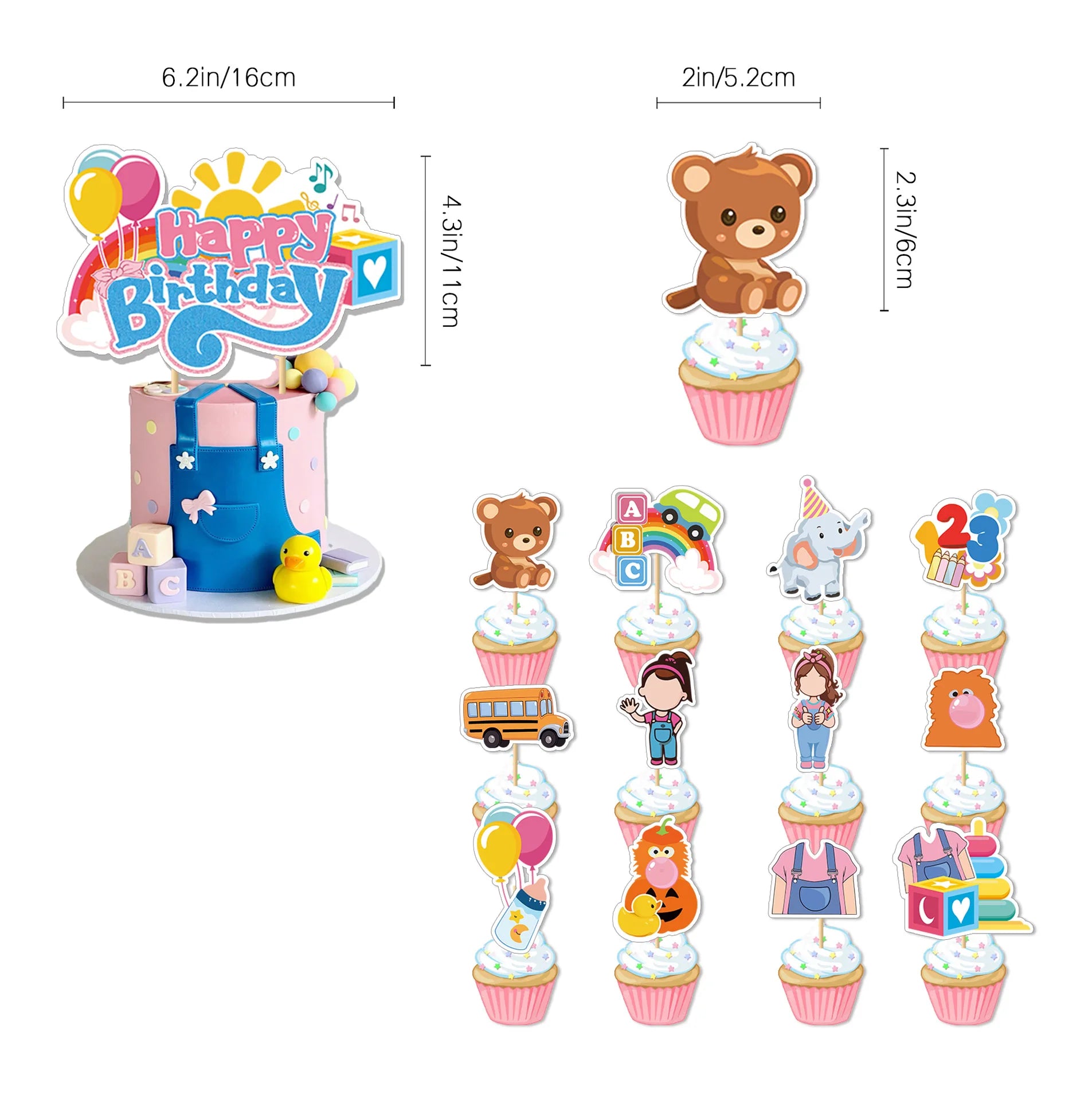 Cartoon English Teacher Theme Child Birthday Party Decor Ms&Racheled Balloon Banner Backdrops Cupcake Toppers for Kids Gifts