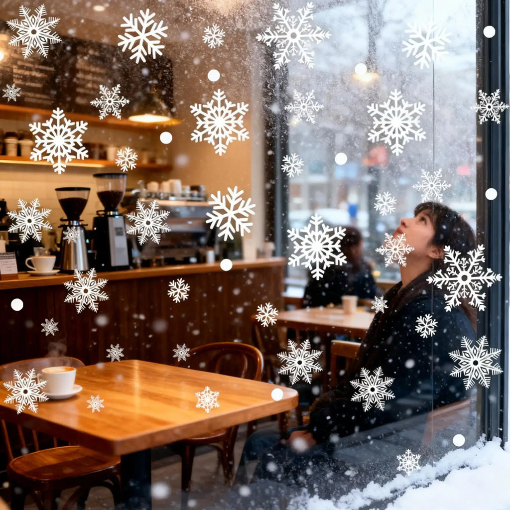 Christmas Snowflake Window Flowers PVC Electrostatic Stickers for Glass Reusable Winter Decorative Stickers