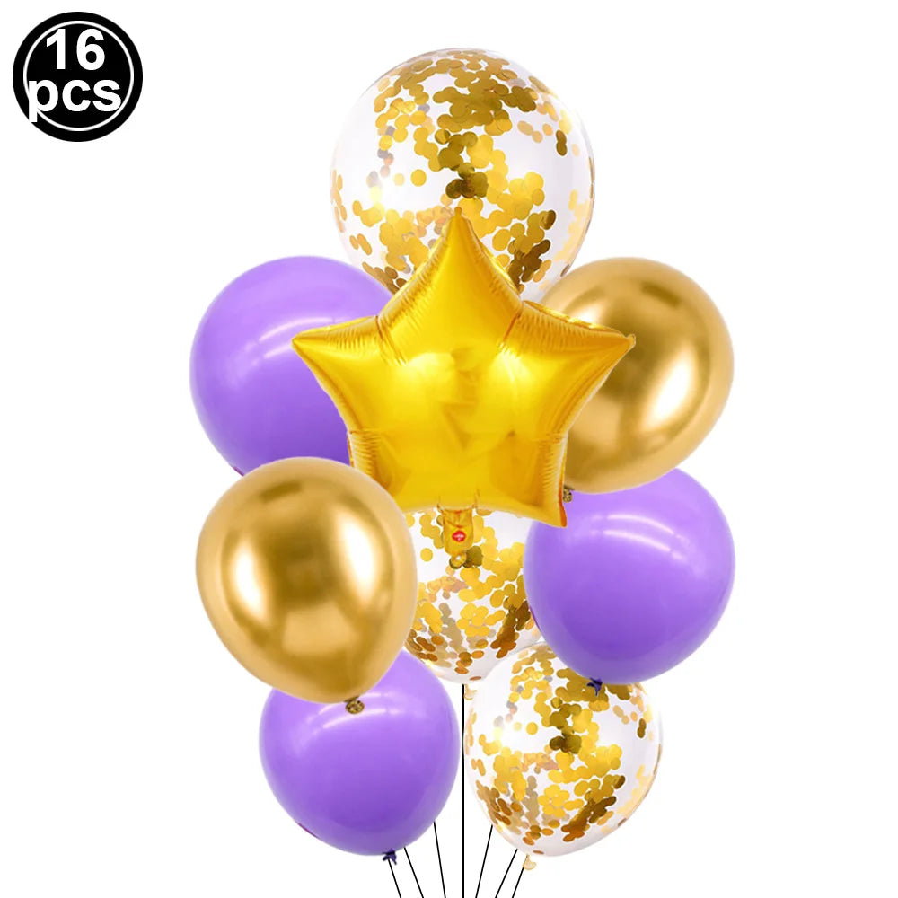 12inch Eid Mubarak Party Decorations Happy Eid al-Fitr Latex Balloons Gold Purple Black Moon Castle Print Confetti Balloons