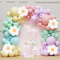 Daisy Balloon Garland Arch Set 136 Pieces White Fashionable Flowers Macaron Pink Yellow Blue Purple Balloon Birthday Daisy Theme Wedding Two Fashionable Bohemian Party Decoration