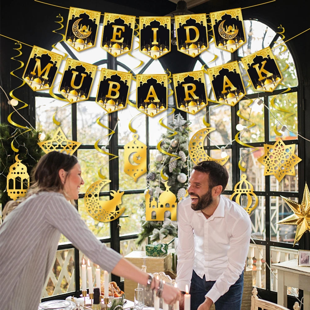 2024 Eid Mubarak Decor Banner Ramadan Mubarak Banner Kareem Ramadan Decoration for Home Islamic Muslim Party Decor Eid Al Adha