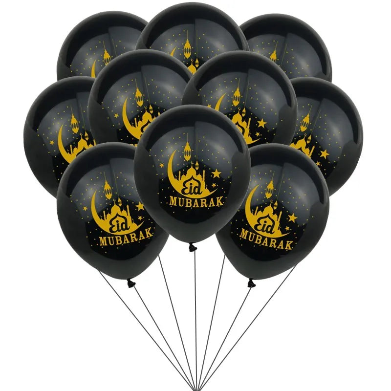 Eid Mubarak Latex Balloon Ramadan Kareem Moon Star Castle Decoration Air Globos Islamic Party Ramadan Mubarak Balloon Eid Gifts