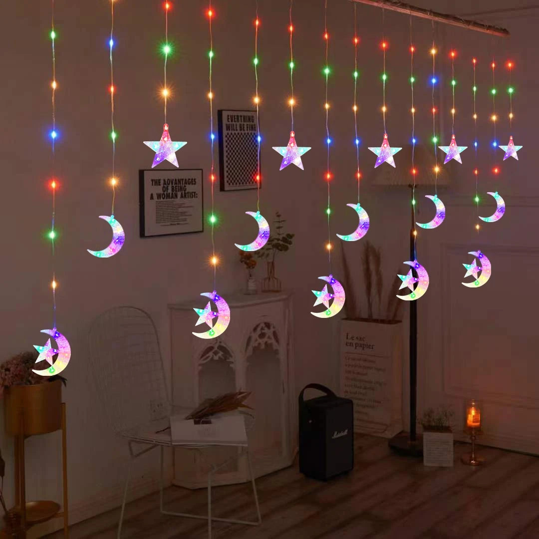 LED Moon, Star & Heart String Lights – Holiday Party & Room Decoration