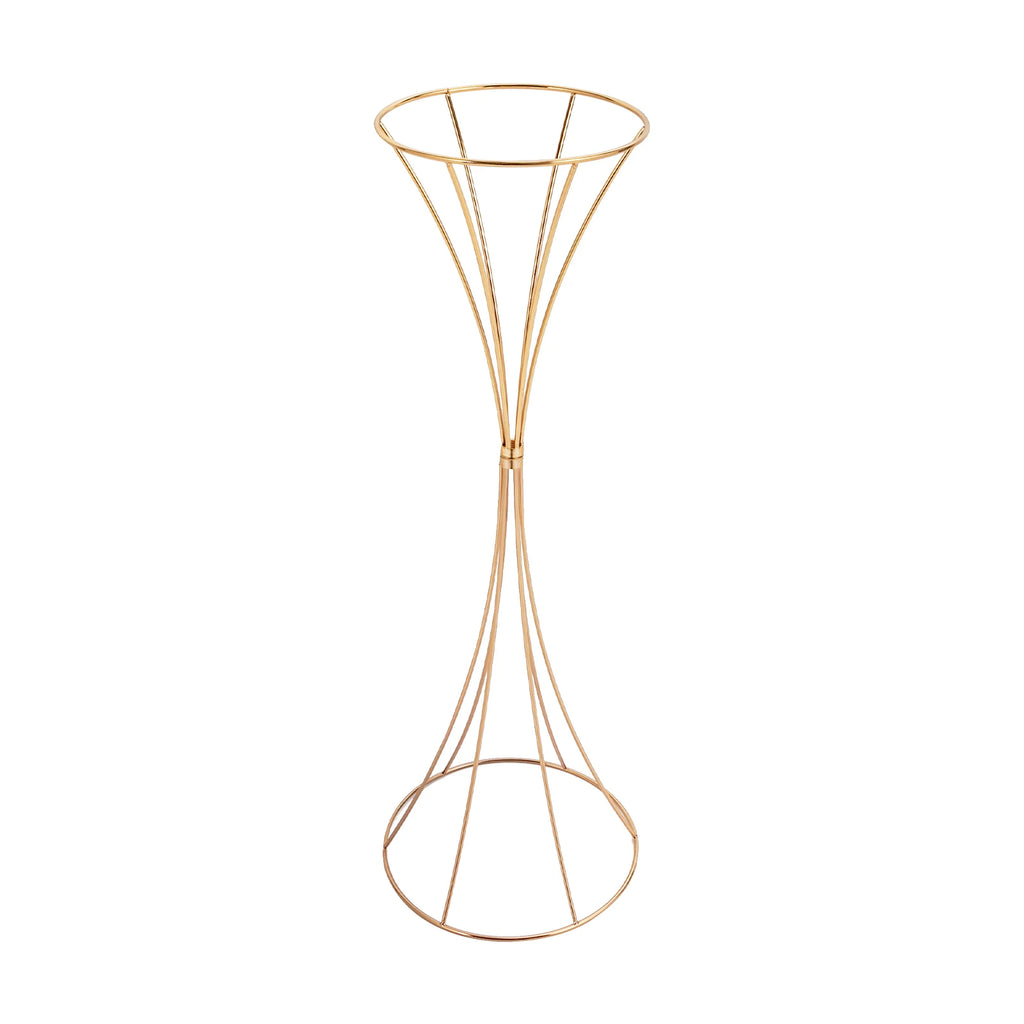 3PCS Hourglass-Shaped Golden Vase, Metal Wedding Centerpieces Vase, Flower Road Lead Stand for Table Wedding Party Banquet