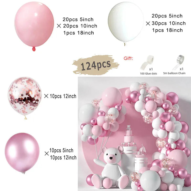 Macaron Pink Balloon Garland Arch Kit Wedding Birthday Party Decor Kids Rose Gold Latex Balloons Baby Shower Decorations Chain