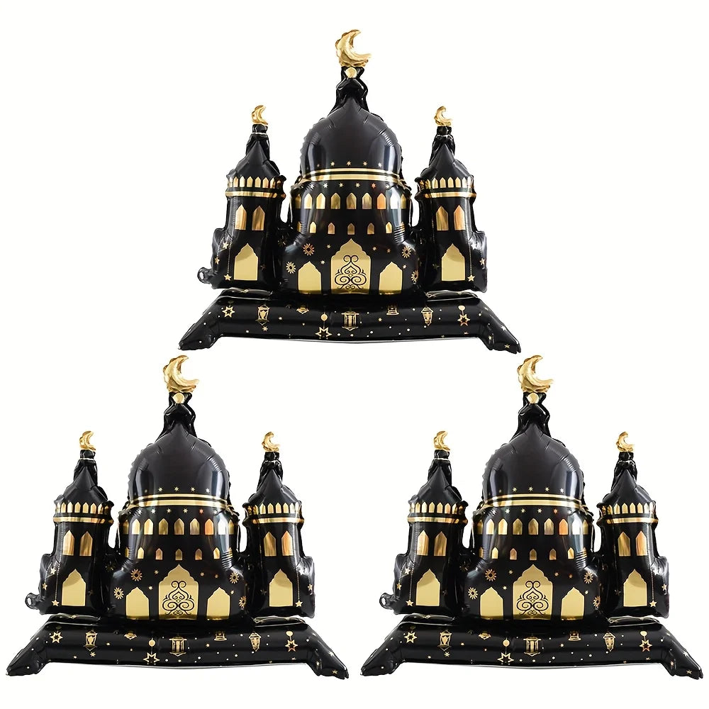 Black Purple Hajj Mubarak Star Moon Aluminum Foil Balloon Set Eid Mubarak Islamic Muslim Festival Pilgrimage Party Decor Balloon