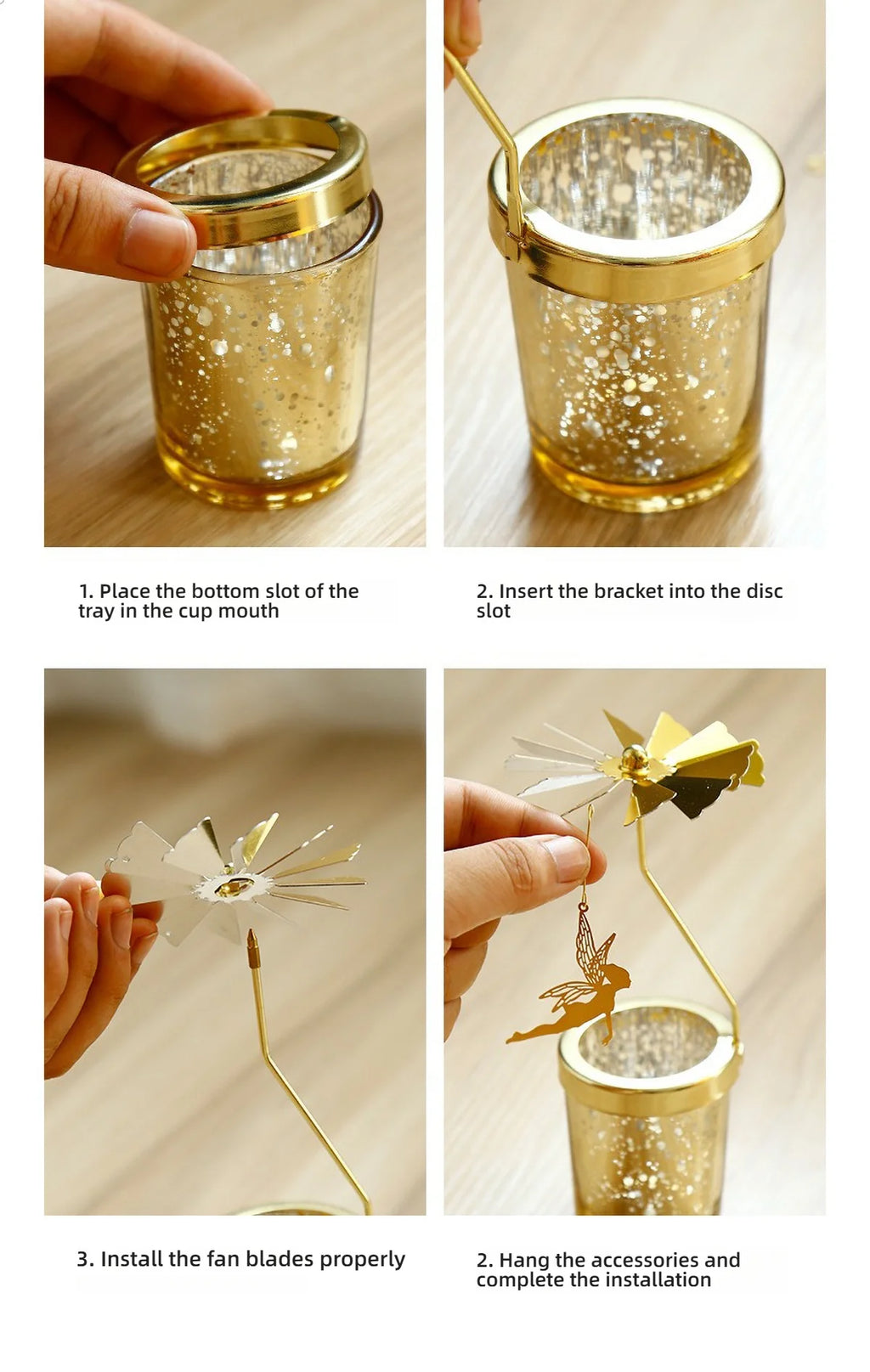 Gold Metal Rotating Tealight Candle Holder for Table Design Candlesticks‌ - Elegant Dining Room Decor, Unique Centerpiece