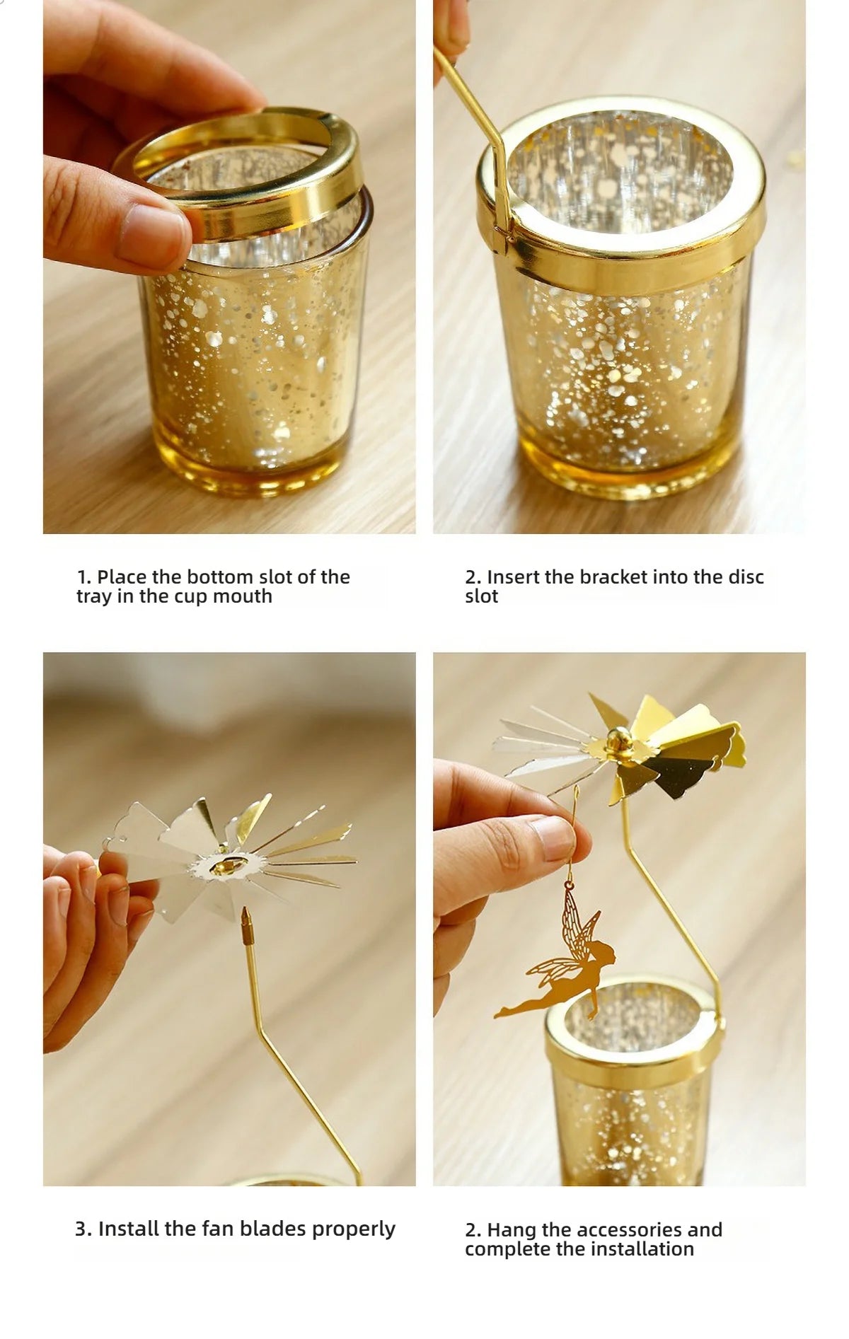 Gold Metal Rotating Tealight Candle Holder for Table Design Candlesticks‌ - Elegant Dining Room Decor, Unique Centerpiece