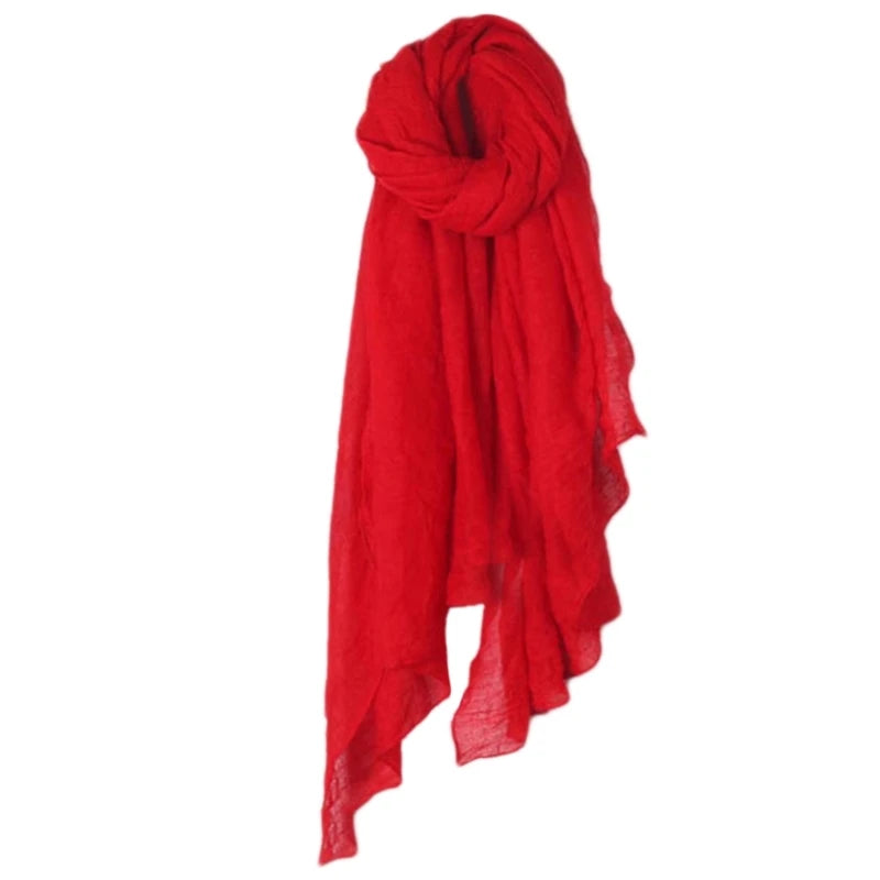 Fashion New 16 Colors Women Long Scarf Wrap Scarves Vintage Cotton Linen Large Shawl Hijab Elegant Solid Black Red White