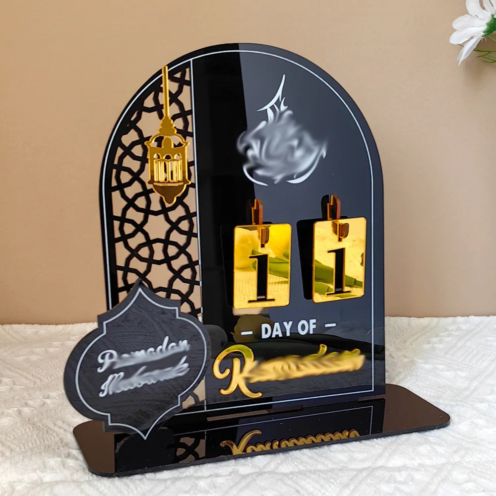 Ramadan Countdown Calendar 2026 Acrylic Silver Eid Mubarak Advent Islamic Home Decor For Muslim Party Indoor Table Desk Gifts