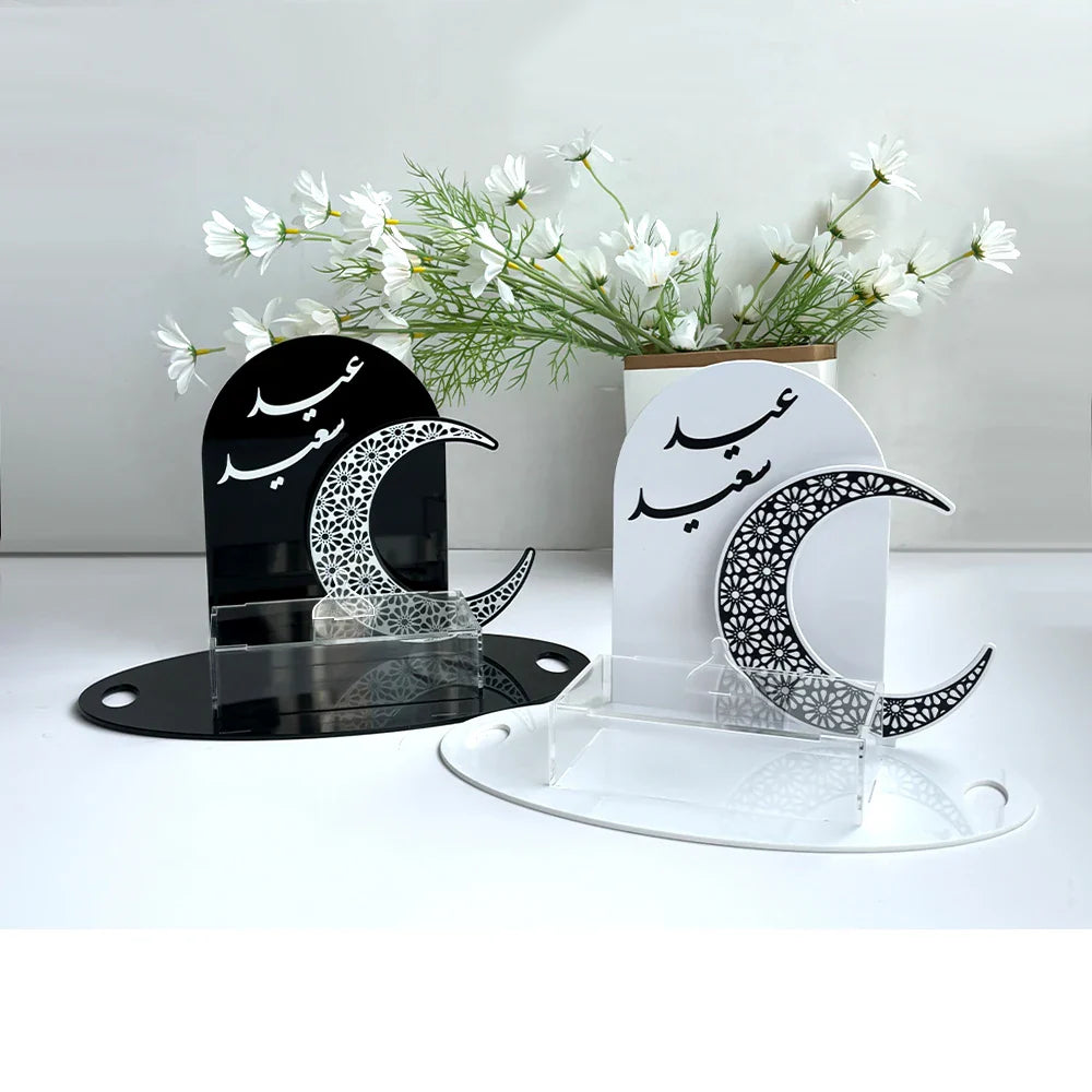 Ramadan Acrylic Dessert Serving Stand Crescent Moon, Elegant Tabletop Display for Sweets, Treats & Entertaining Guests