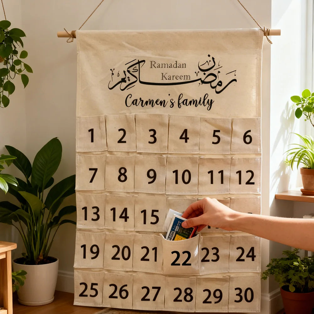 Personalized Ramadan 30-Day Advent Calendar – Custom Eid Wall Hanging for Kids
