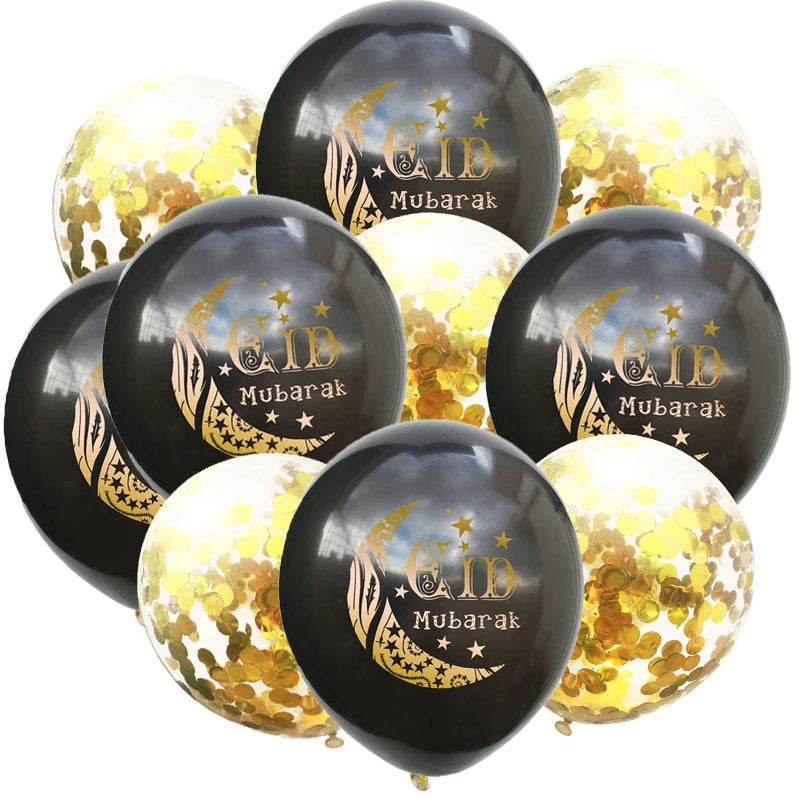 10Pcs Eid Mubarak Latex Balloon Ramadan Kareem Decoration Air Globos Ramadan Mubarak Muslim Islamic Festival Party Supplies 2024