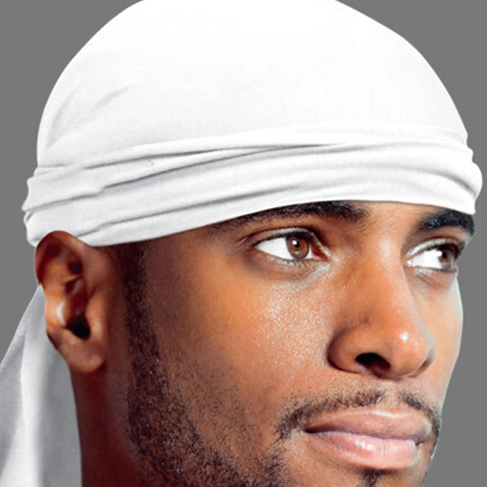 1PCS Silky Long Tail Durag Pirate Hat Turban Fashion Headwraps Cap Bandana Women Men Hip Hop Headwear Caps Hair Accessories