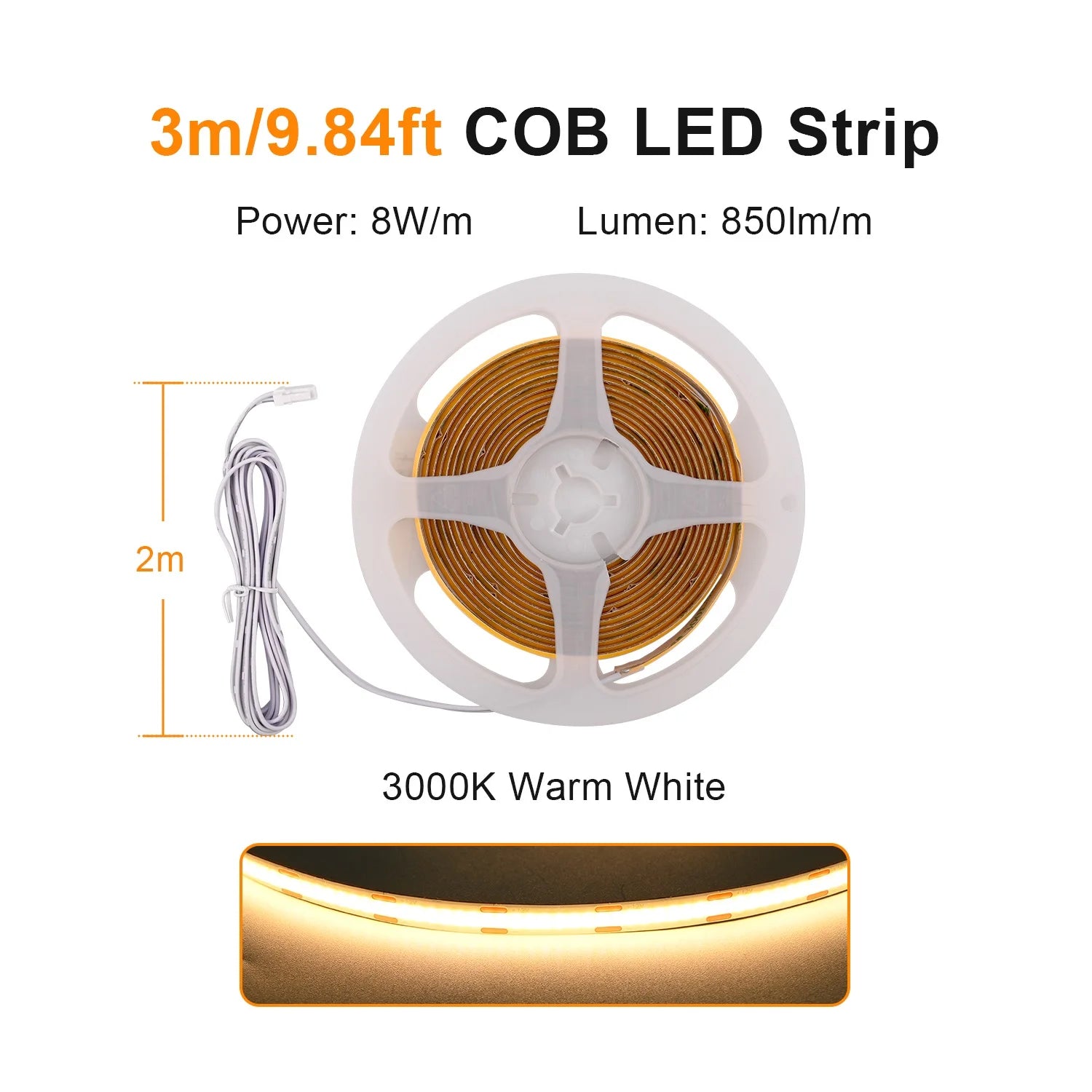 Under Cabinet COB LED Strip Light Collection Display Closet Bookcase Wardrobe Lamp Tape Penetrable Wood Dimmable Touch Sensor