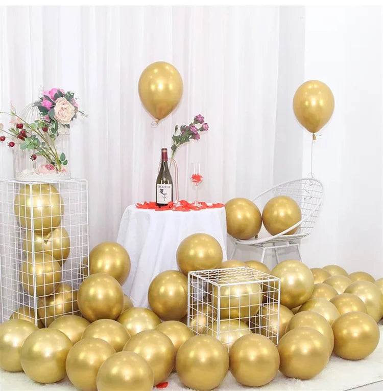 18pcs Chrome Gold Navy Blue White Latex Balloons Birthday Party Decorations Kids Adult Boy Girl Baby Shower Wedding Supplies