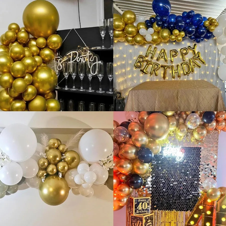 50pcs Metallic Gold Balloons Helium Quality 12inch Chrome Gold Latex Balloons for Balloon Garland Arch as Wedding Graduation Bi
