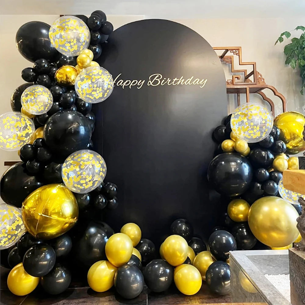 12inch Black Metallic Gold Latex Balloon Set Black Gold Confetti Balloon Graduation Globos Birthday Party Baby Shower Decoration