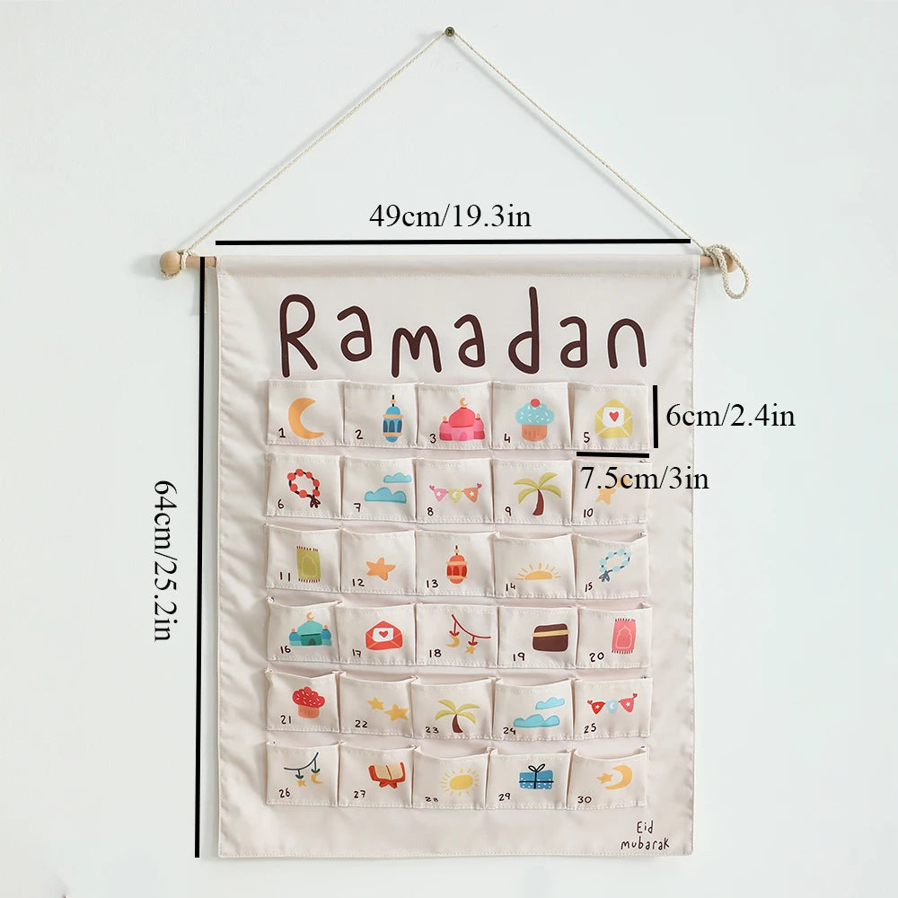 Reusable Acrylic Ramadan Countdown Calendar with Wooden Base – Eid Table Decor