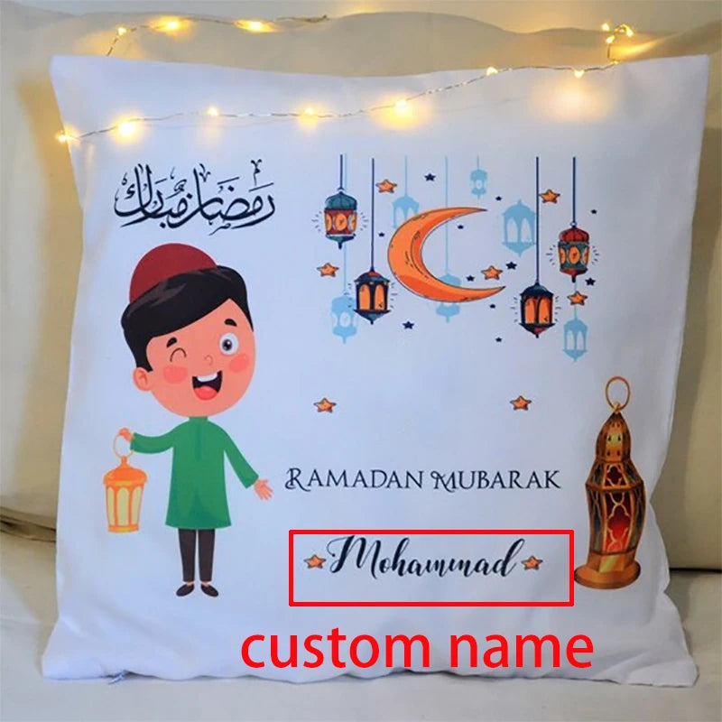 Personalized kid boy girl Pillow case Cushion Cover Ramadan Mubarak Eid Muslim Islamic Kareem children room home decoration gift