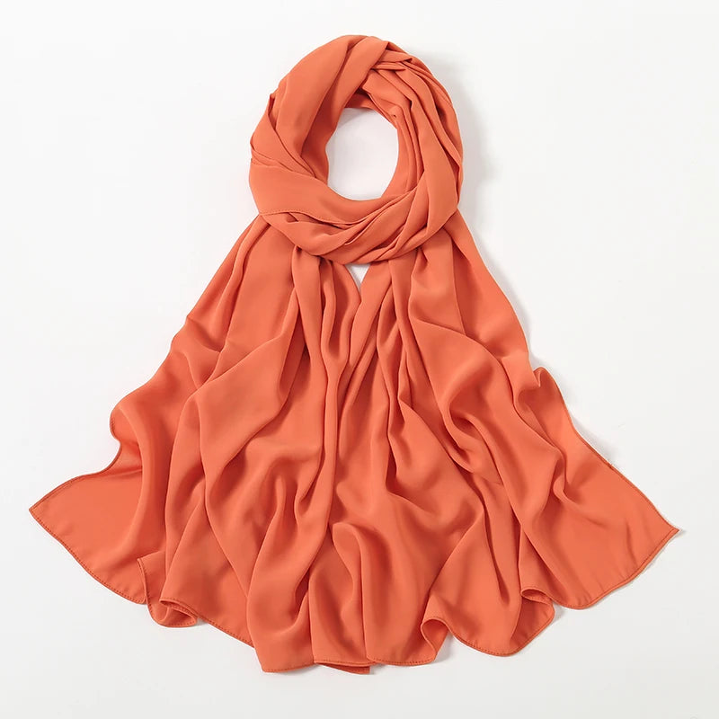 Women Chiffon Hijab Ramadan Abayas Premium Chiffon Scarf Shawl Muslim's dresses Hijab Cloth Islam Turban Solid Color Wraps