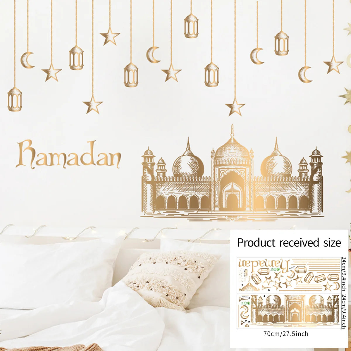 Eid Mubarak 2024 Window Stickers Ramadan Decorations for Home Islamic Ramadan Kareem Muslim Party Decor Eid Mubarak Gift Al Adha