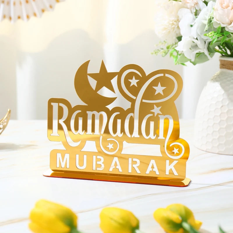 Ramadan Tray Table Centerpieces Plate Acrylic Ramadans Eid Mubarak Decorations for Home 2025 Islam Muslim Festival Party Gifts