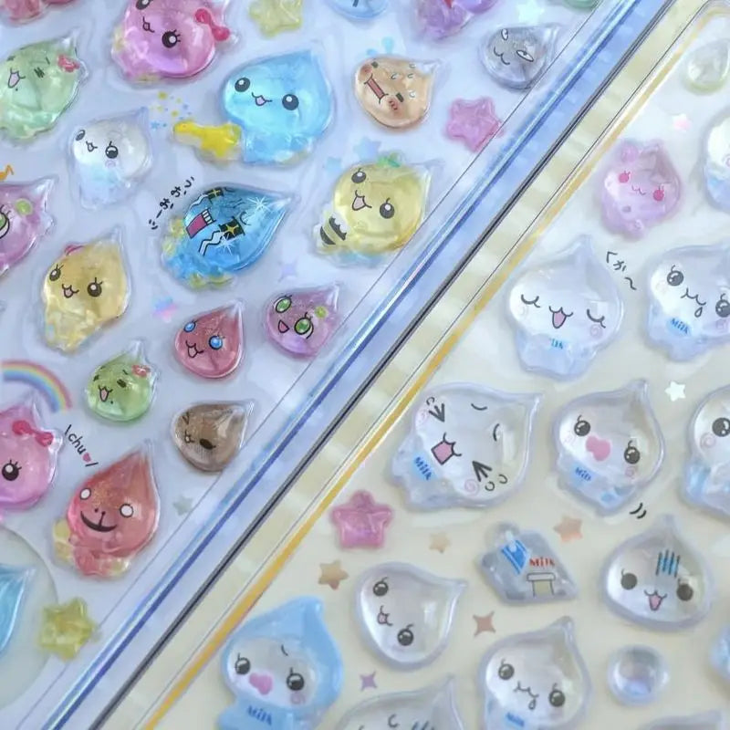 3D Water Droplet Relief Crystal Stickers Shiny Glitter Raindrop Resin Diy Decoration Scrapbooking Phone Case Journal Craft Gifts