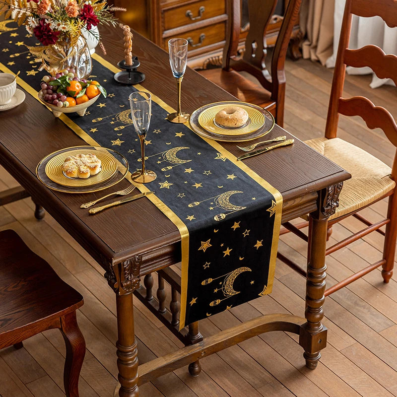Eid Mubarak Table Runner Cloth Ramadan Party Decorations Eid Al-Fitr Eid Al-Adha Dinner Table Cloth Festive Atmosphere Decor