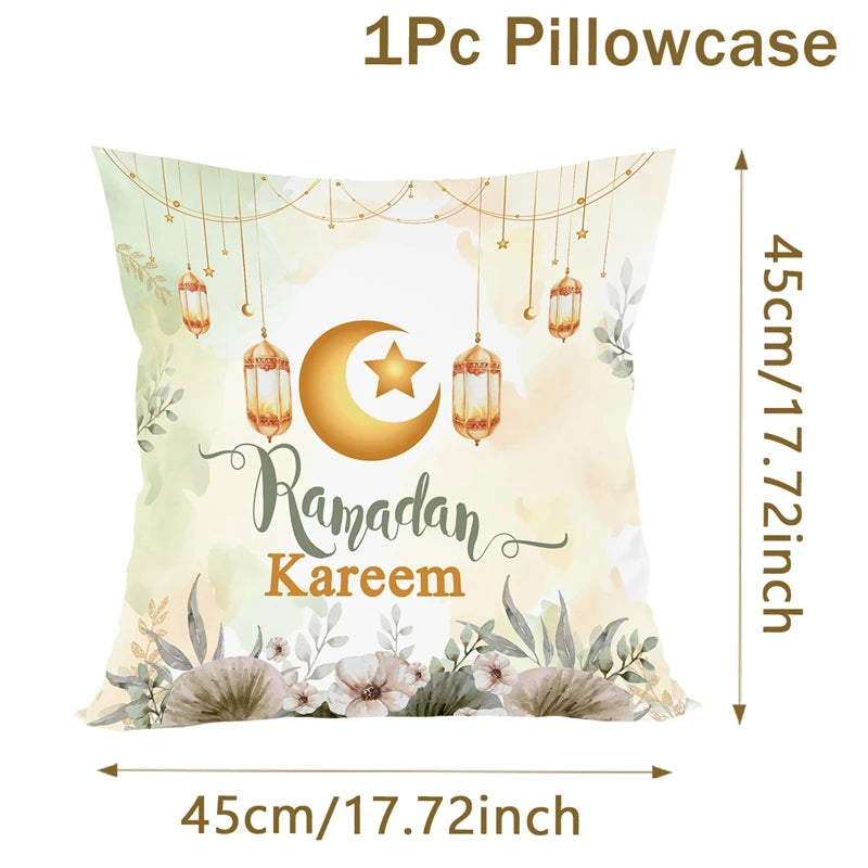 Eid Mubarak Cushion Cover Pillow Case Ramadan Kareem Decoration For Home 2025 Muslim Islam Party Decor Eid Al Adha Supplies