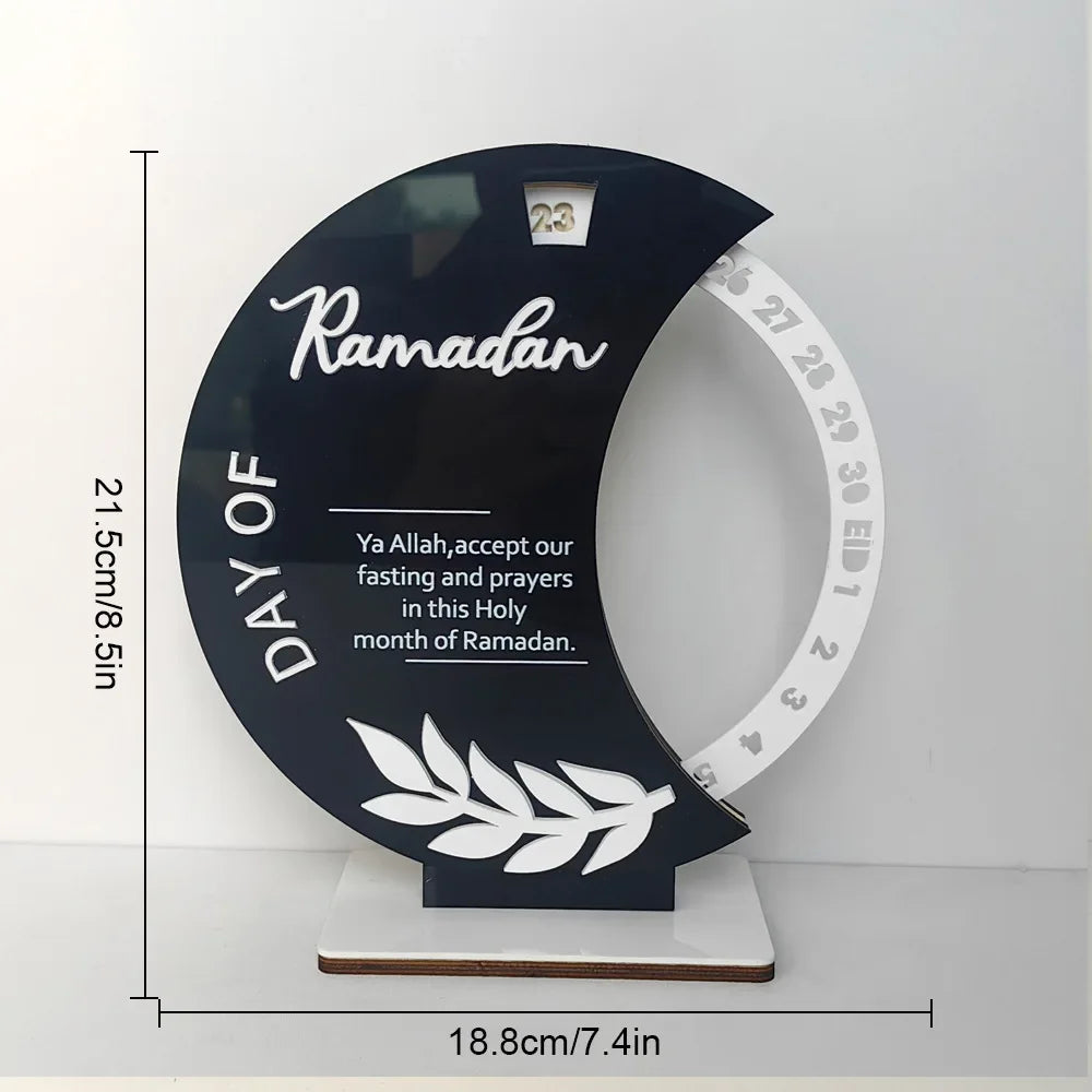 Rotatable Ramadan Countdown Advent Calendar with Base Eid Mubarak Table Ornament Islamic Muslim Party Decoration Kids Gift
