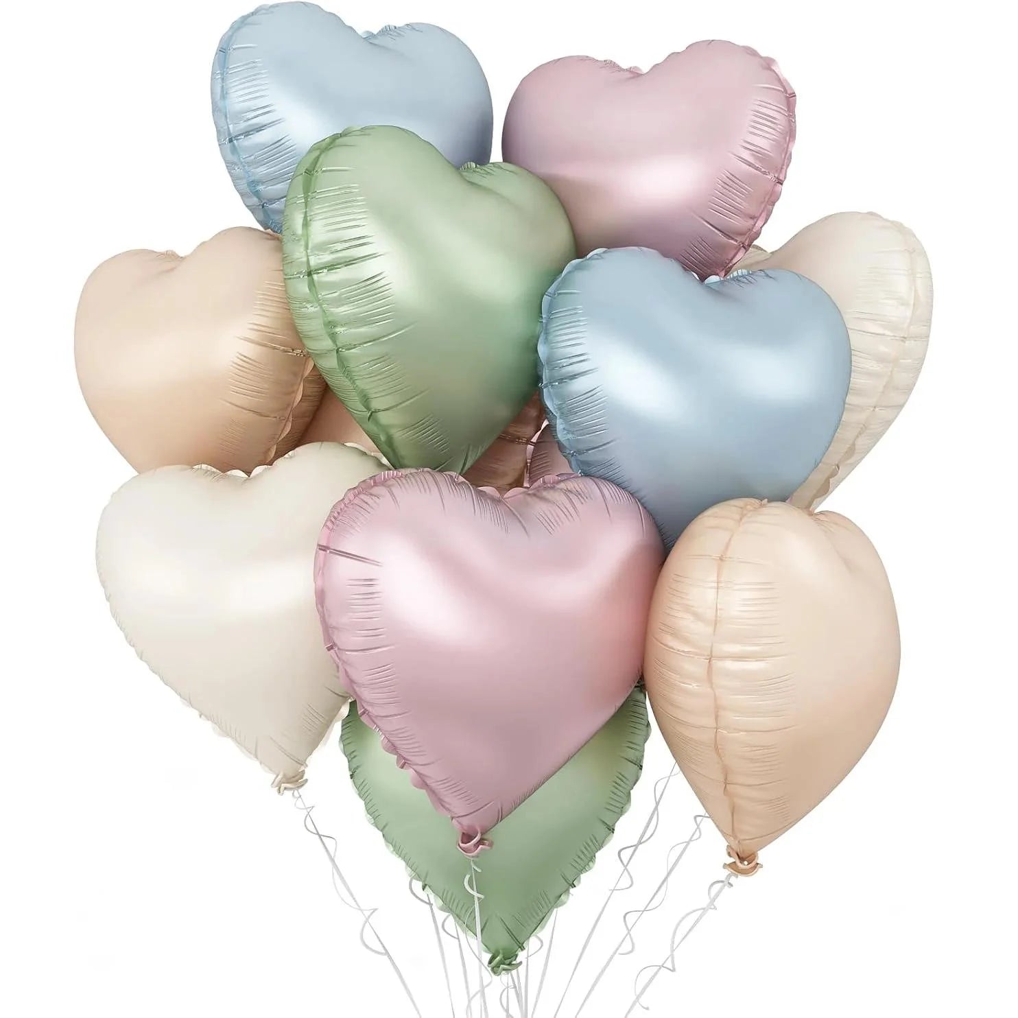 10pcs 18inch Heart Foil Balloons Pink Sage Green Heart Balloon for Birthday Party Valentines Day Wedding Anniversary Decorations