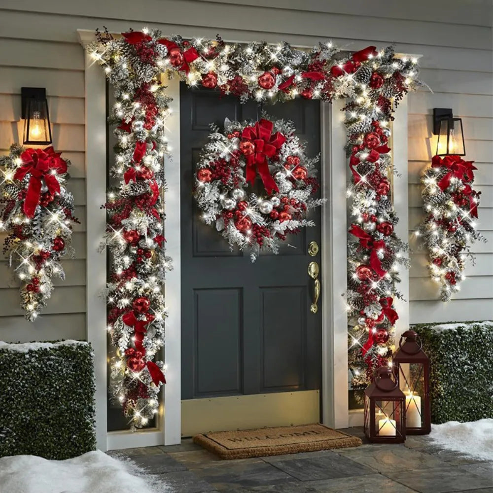 2024 front door Christmas wreath decoration upside down tree vine Christmas door and window decoration supplies