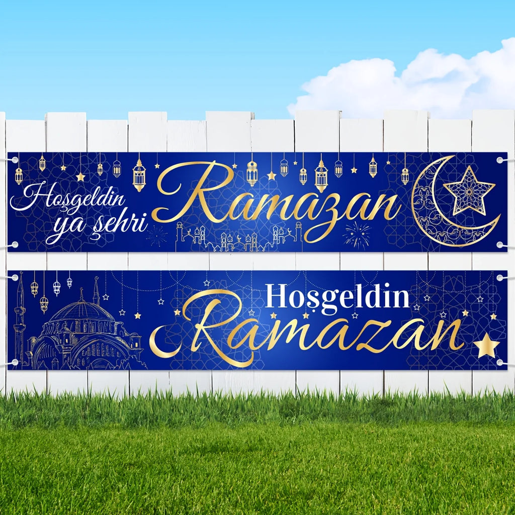Eid Ramadan Decorations Hoşgedin Ramazan Outdoor Banner Hosgeldin ya sehri Ramazan Backdrop Ramadan Mubarak Backdrop for Muslim