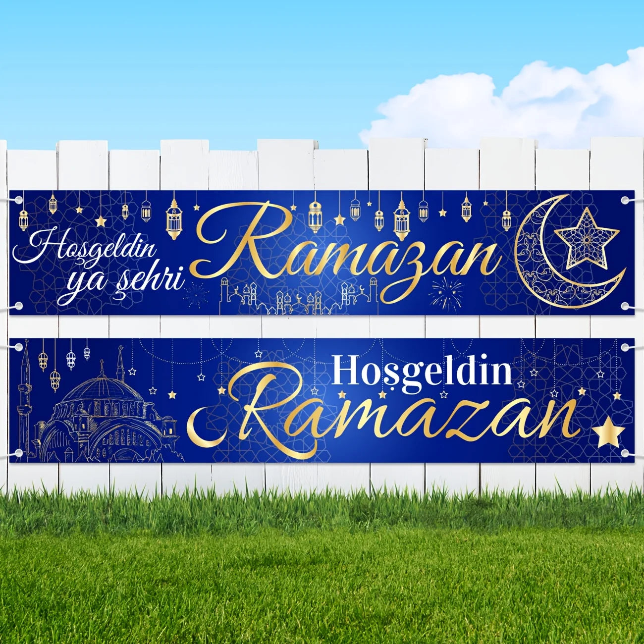 Eid Ramadan Decorations Hoşgedin Ramazan Outdoor Banner Hosgeldin ya sehri Ramazan Backdrop Ramadan Mubarak Backdrop for Muslim