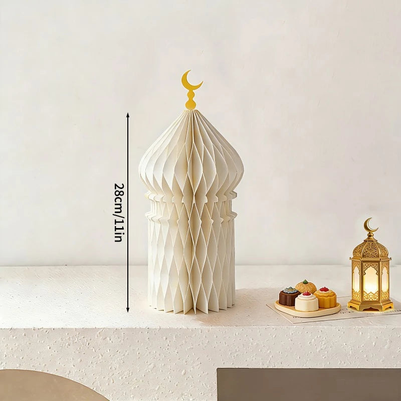 3D Honeycomb Paper Art Palace Set Ramadan Festival Party Decoration Muslim Islamic Eid Al-Fitr Desktop Ornaments Crafts Foldable