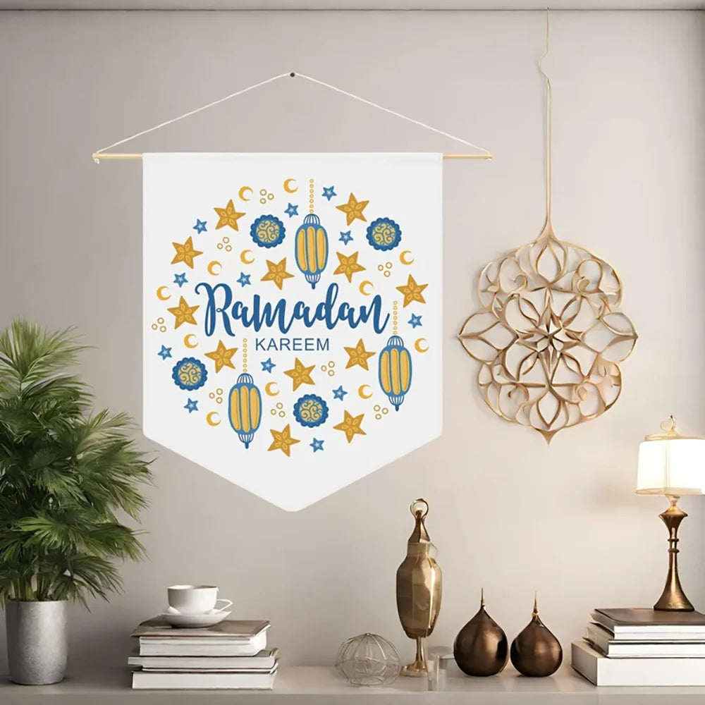 Ramadan Door Sign Ramadan Mubarak Kareem Flag Bunting Islamic Muslim Iftar Suhoor Eid Al Adha Kids Family Nursery Hanging Decor